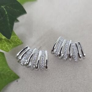 Silver Gold Filled 8 Row Illusion Earrings with CZ
